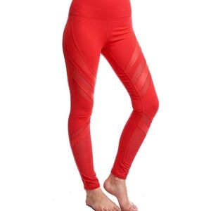 🆕💖 LA Society Oxygen Diagonal-Mesh Leggings Red